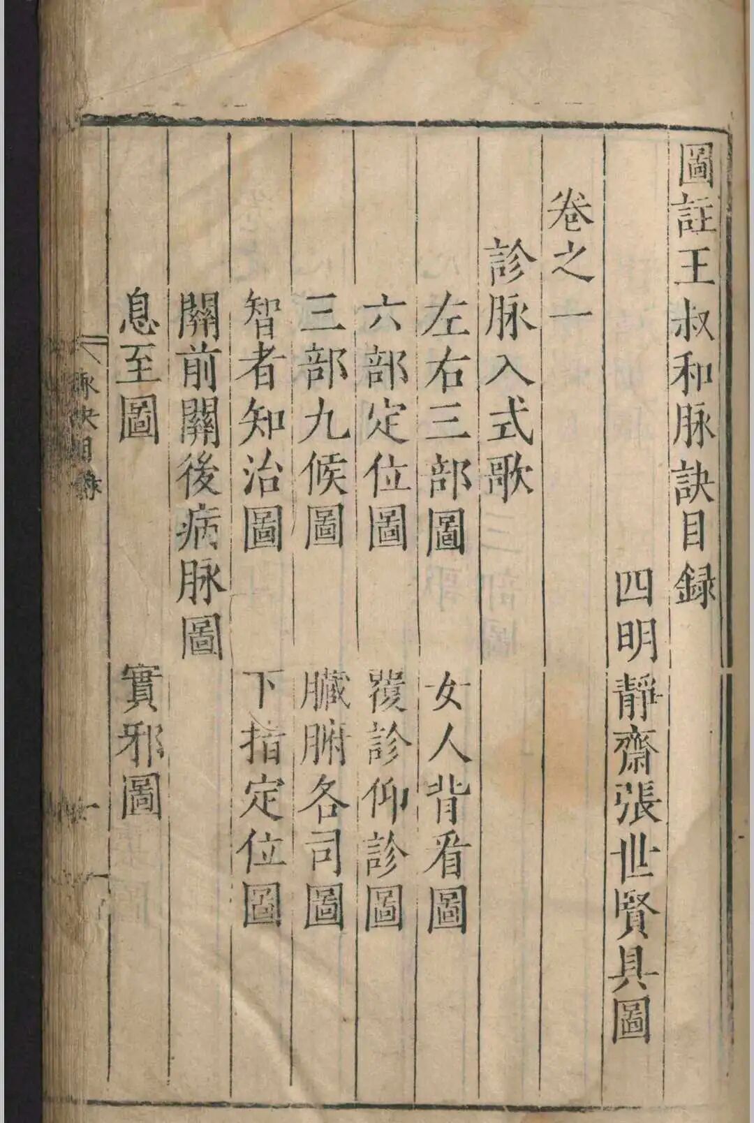 明嘉靖原版《图注王叔和脉诀》，张世贤全图注解，附方一卷，古中医脉诊经典(4)